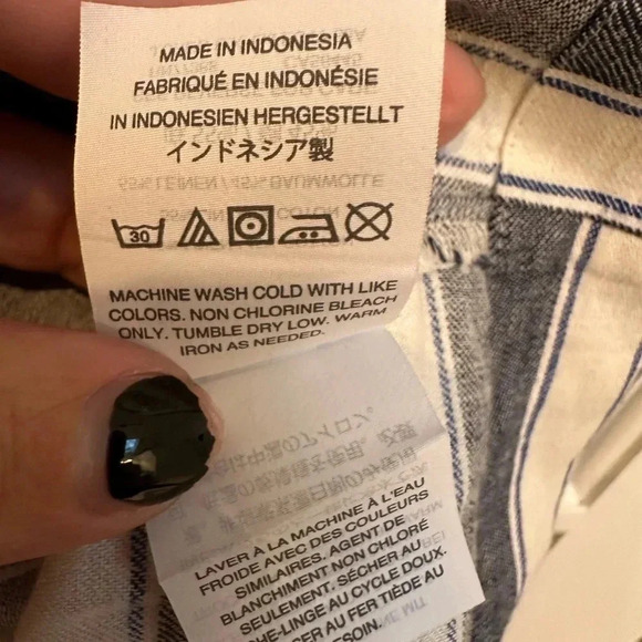 Madewell | Blue White Stripe Play Button Back Linen Blend Preppy Dress Size S - Picture 11 of 13